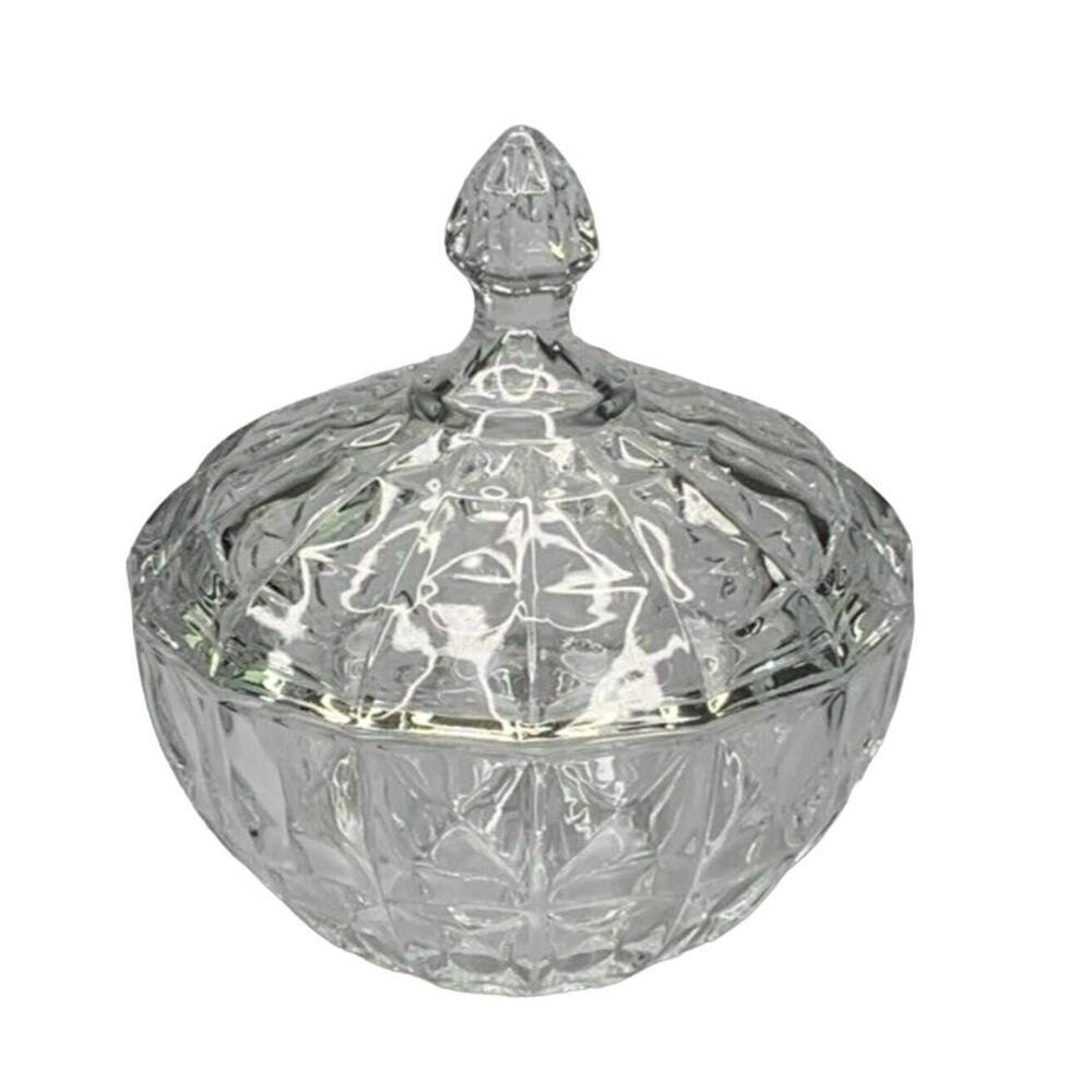 Comsaf Large Clear Glass Candy Dish with Lid
